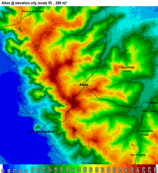 Zoom OUT 2x Altos, Paraguay elevation map