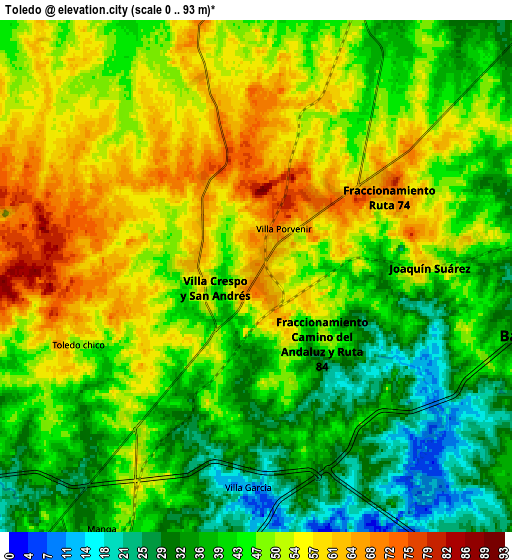 Zoom OUT 2x Toledo, Uruguay elevation map