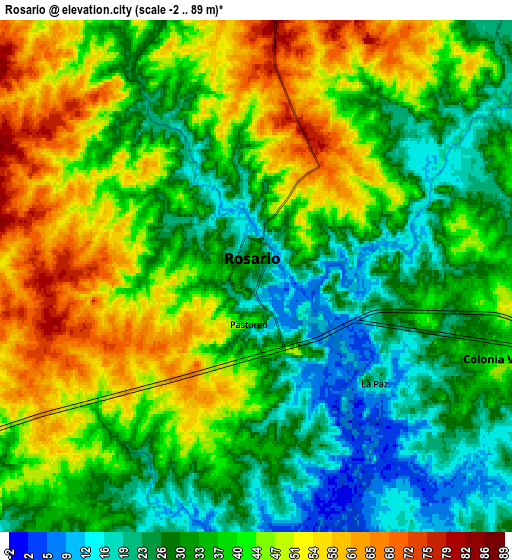 Zoom OUT 2x Rosario, Uruguay elevation map