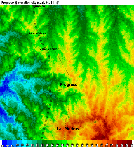 Zoom OUT 2x Progreso, Uruguay elevation map
