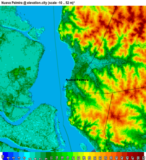 Zoom OUT 2x Nueva Palmira, Uruguay elevation map