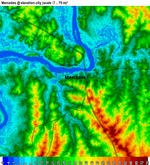 Zoom OUT 2x Mercedes, Uruguay elevation map