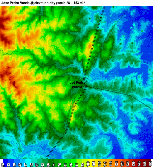 Zoom OUT 2x José Pedro Varela, Uruguay elevation map