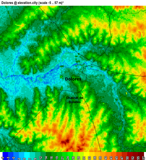 Zoom OUT 2x Dolores, Uruguay elevation map