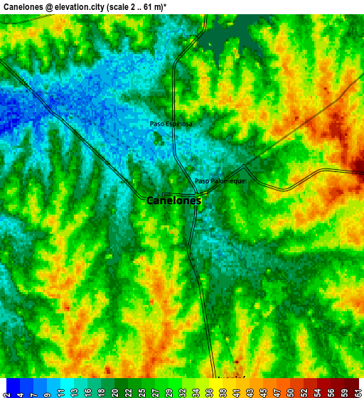 Zoom OUT 2x Canelones, Uruguay elevation map