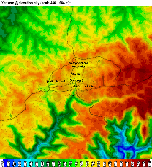 Zoom OUT 2x Xanxerê, Brazil elevation map
