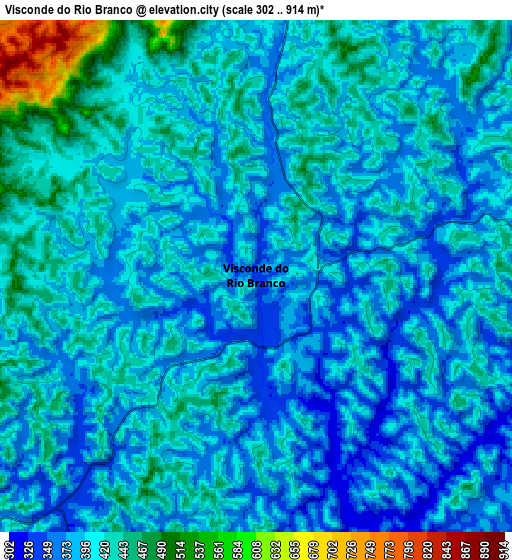 Zoom OUT 2x Visconde do Rio Branco, Brazil elevation map