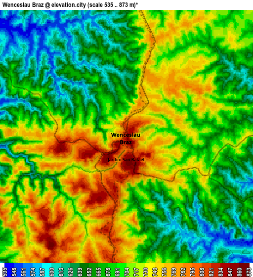 Zoom OUT 2x Wenceslau Braz, Brazil elevation map