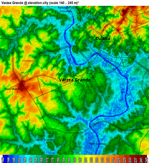 Zoom OUT 2x Várzea Grande, Brazil elevation map