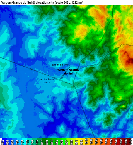 Zoom OUT 2x Vargem Grande do Sul, Brazil elevation map