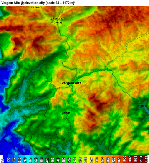 Zoom OUT 2x Vargem Alta, Brazil elevation map