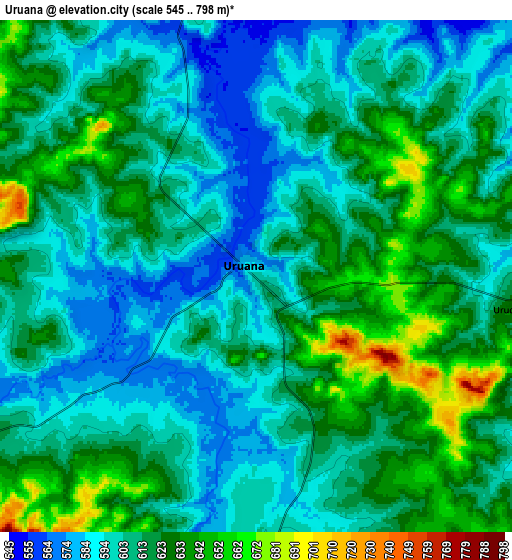 Zoom OUT 2x Uruana, Brazil elevation map