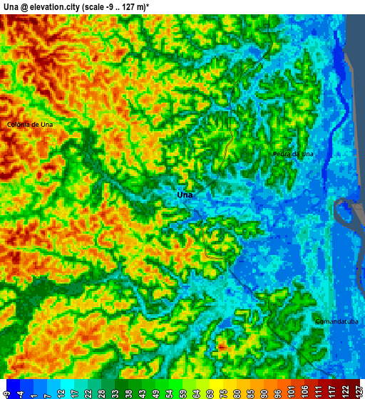 Zoom OUT 2x Una, Brazil elevation map