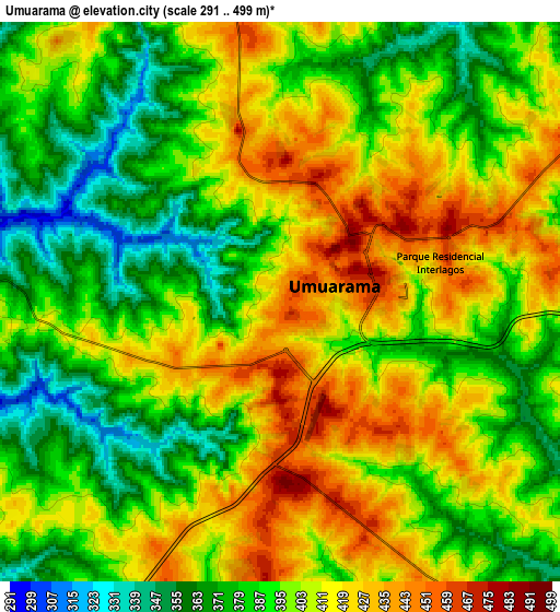 Zoom OUT 2x Umuarama, Brazil elevation map