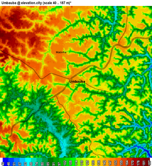 Zoom OUT 2x Umbaúba, Brazil elevation map