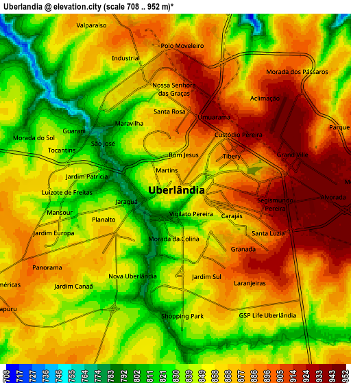 Zoom OUT 2x Uberlândia, Brazil elevation map