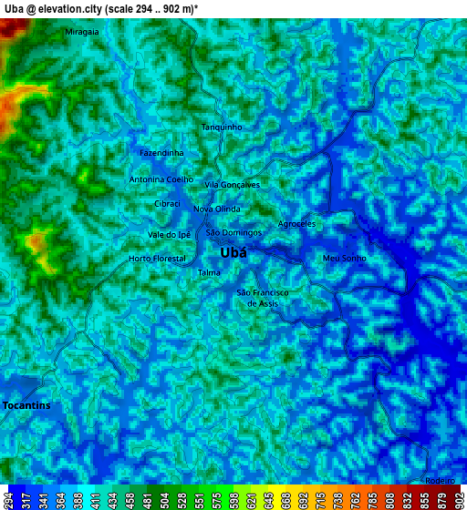 Zoom OUT 2x Ubá, Brazil elevation map