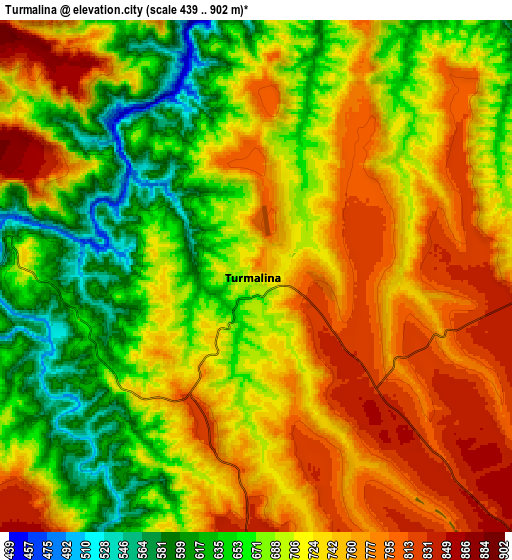 Zoom OUT 2x Turmalina, Brazil elevation map