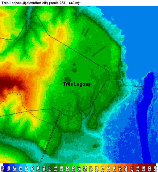 Zoom OUT 2x Três Lagoas, Brazil elevation map