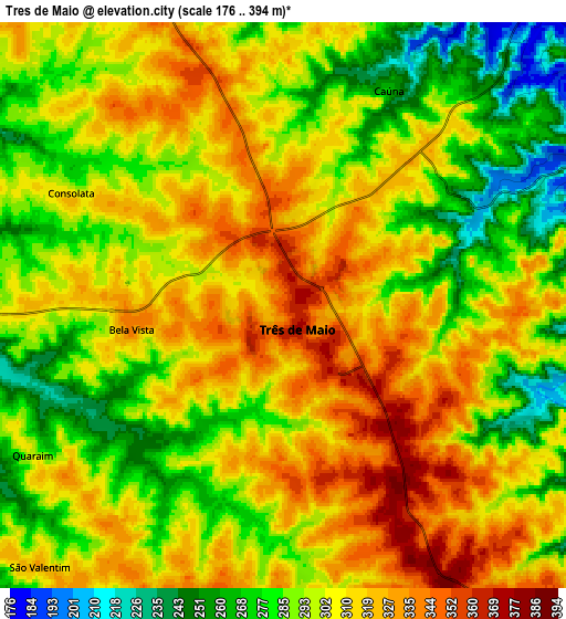 Zoom OUT 2x Três de Maio, Brazil elevation map