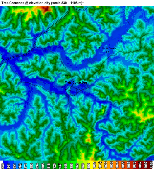 Zoom OUT 2x Três Corações, Brazil elevation map