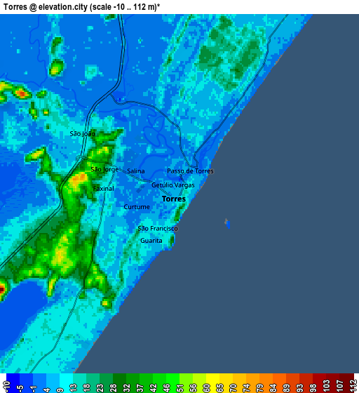 Zoom OUT 2x Torres, Brazil elevation map