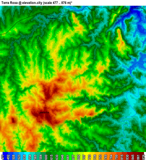 Zoom OUT 2x Terra Roxa, Brazil elevation map