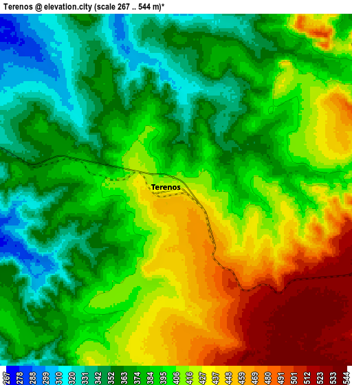 Zoom OUT 2x Terenos, Brazil elevation map
