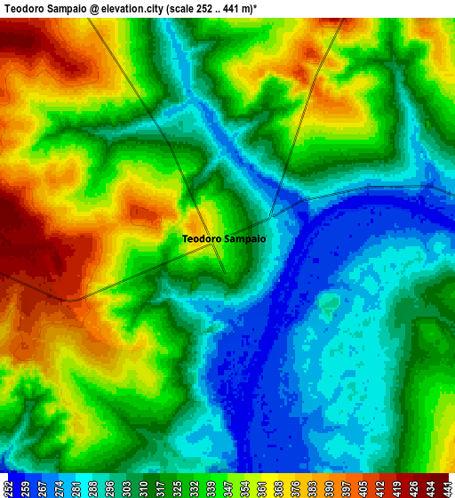 Zoom OUT 2x Teodoro Sampaio, Brazil elevation map
