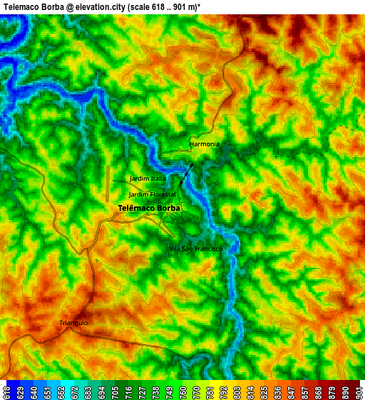 Zoom OUT 2x Telêmaco Borba, Brazil elevation map