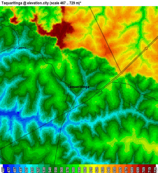 Zoom OUT 2x Taquaritinga, Brazil elevation map