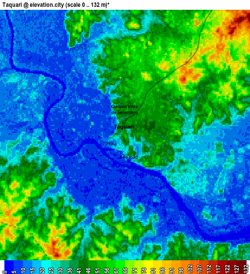 Zoom OUT 2x Taquari, Brazil elevation map