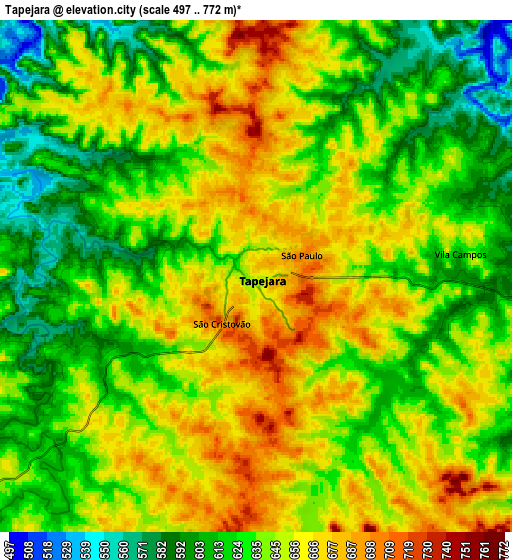 Zoom OUT 2x Tapejara, Brazil elevation map