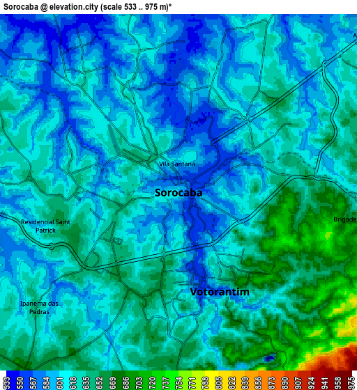 Zoom OUT 2x Sorocaba, Brazil elevation map