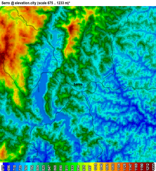 Zoom OUT 2x Serro, Brazil elevation map