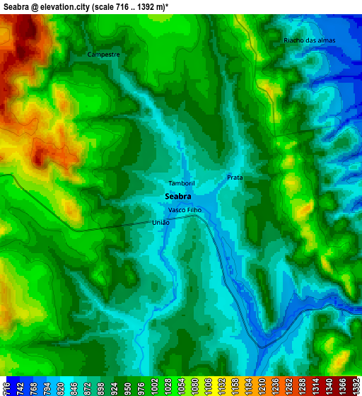 Zoom OUT 2x Seabra, Brazil elevation map