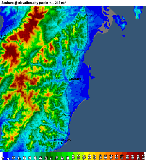 Zoom OUT 2x Saubara, Brazil elevation map