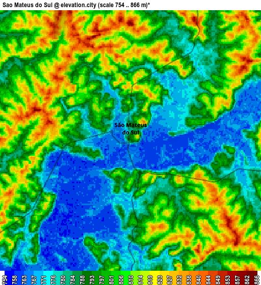 Zoom OUT 2x São Mateus do Sul, Brazil elevation map