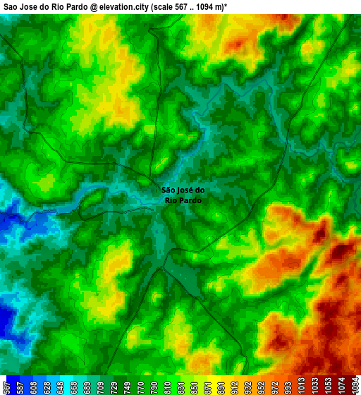 Zoom OUT 2x São José do Rio Pardo, Brazil elevation map