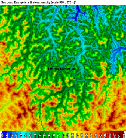 Zoom OUT 2x São João Evangelista, Brazil elevation map