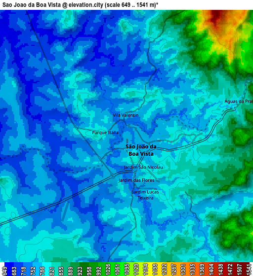 Zoom OUT 2x São João da Boa Vista, Brazil elevation map