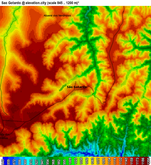 Zoom OUT 2x São Gotardo, Brazil elevation map