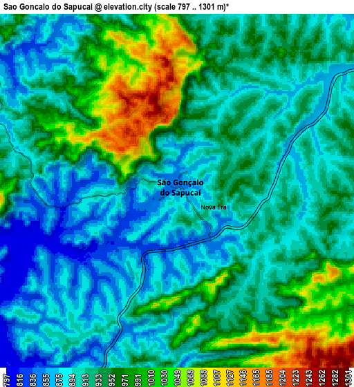 Zoom OUT 2x São Gonçalo do Sapucaí, Brazil elevation map