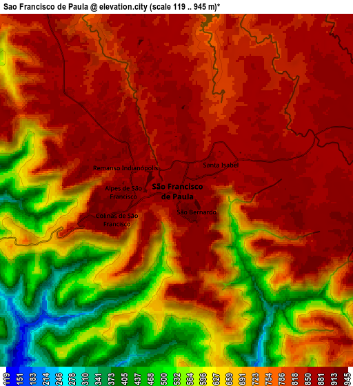 Zoom OUT 2x São Francisco de Paula, Brazil elevation map