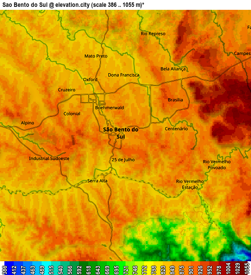 Zoom OUT 2x São Bento do Sul, Brazil elevation map