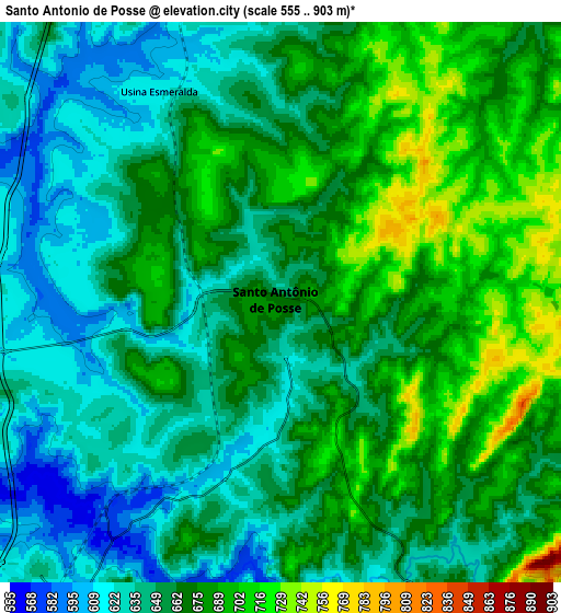 Zoom OUT 2x Santo Antônio de Posse, Brazil elevation map