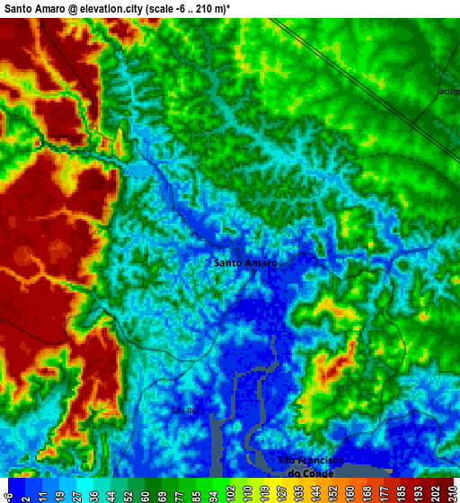 Zoom OUT 2x Santo Amaro, Brazil elevation map