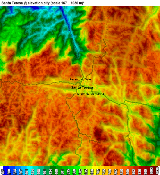 Zoom OUT 2x Santa Teresa, Brazil elevation map