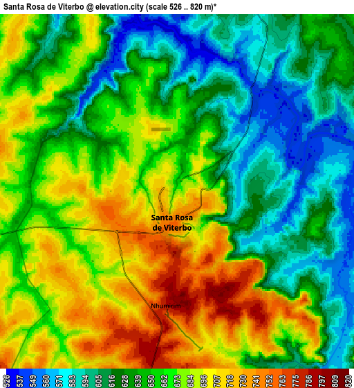 Zoom OUT 2x Santa Rosa de Viterbo, Brazil elevation map