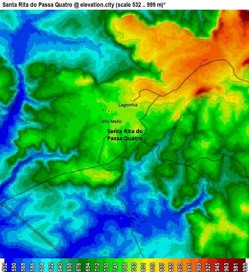 Zoom OUT 2x Santa Rita do Passa Quatro, Brazil elevation map